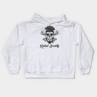 Bearded Skull in bandana and glasses Kids Hoodie